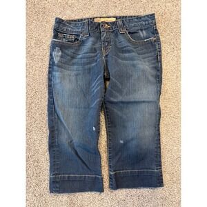 BKE Capri Jeans Womens 29 Blue Star Stretch Cropped Distressed Denim BWX1364